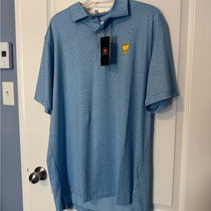 Peter Millar Light Blue Polo Shirt with Pattern
